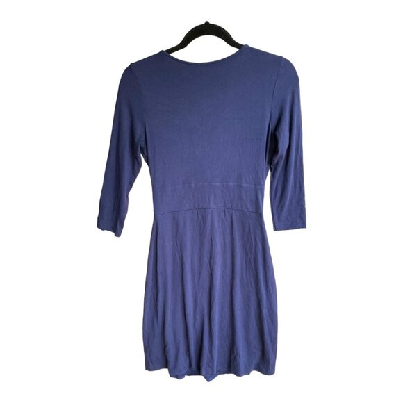 Boden Size 6R Navy Blue 3/4 Sleeve Fixed Wrap V-Neck Jersey Dress - Picture 6 of 6